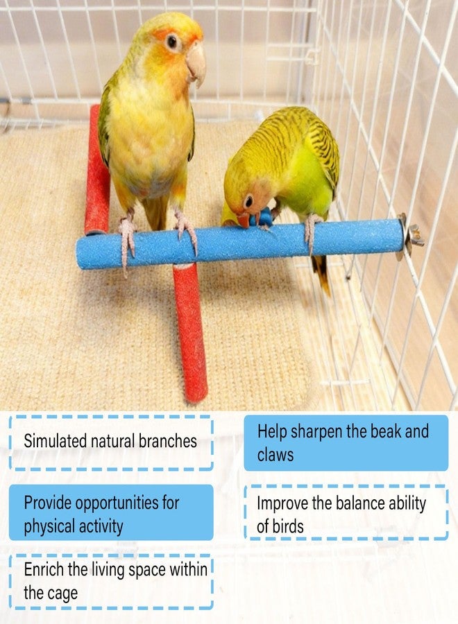 Hamiledyi Bird Perch Stand Toy Parrot Multi Branch Paw Grinding Stick Cage Accessories Playground Exercise Toys for Parakeet Cockatiel Conures Lovebird Finch - Image 4